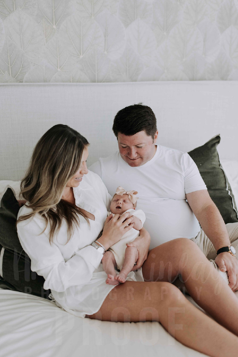 Newborn baby Layla Rose Johnson smilin