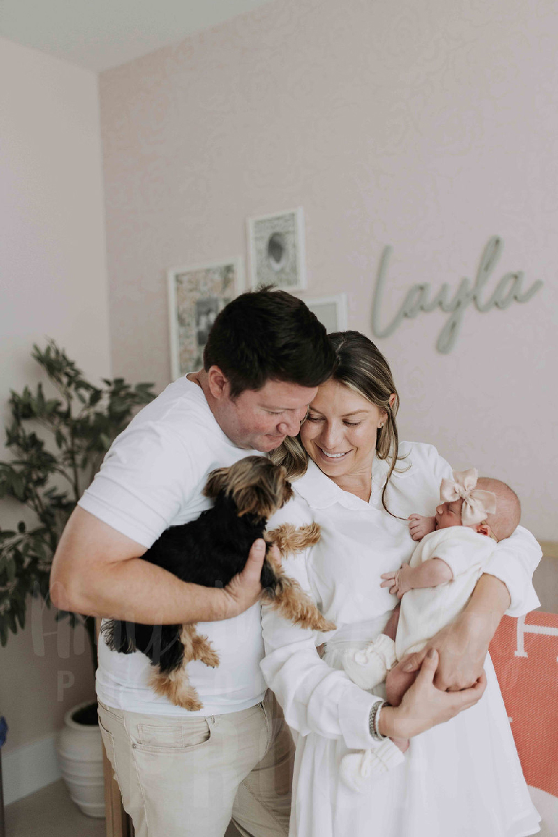 Newborn baby Layla Rose Johnson smilin