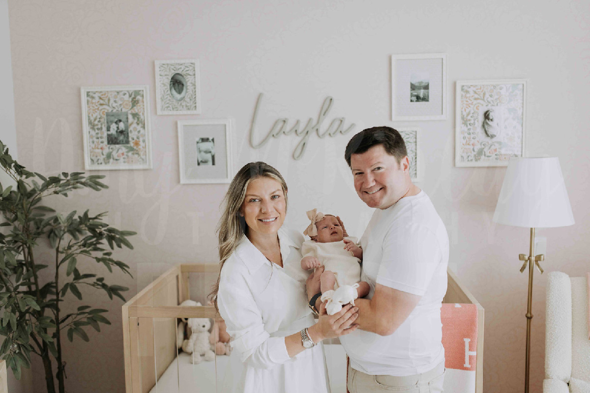 Newborn baby Layla Rose Johnson smilin